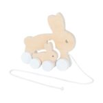 Eco friendly wooden rabbit pulltoy