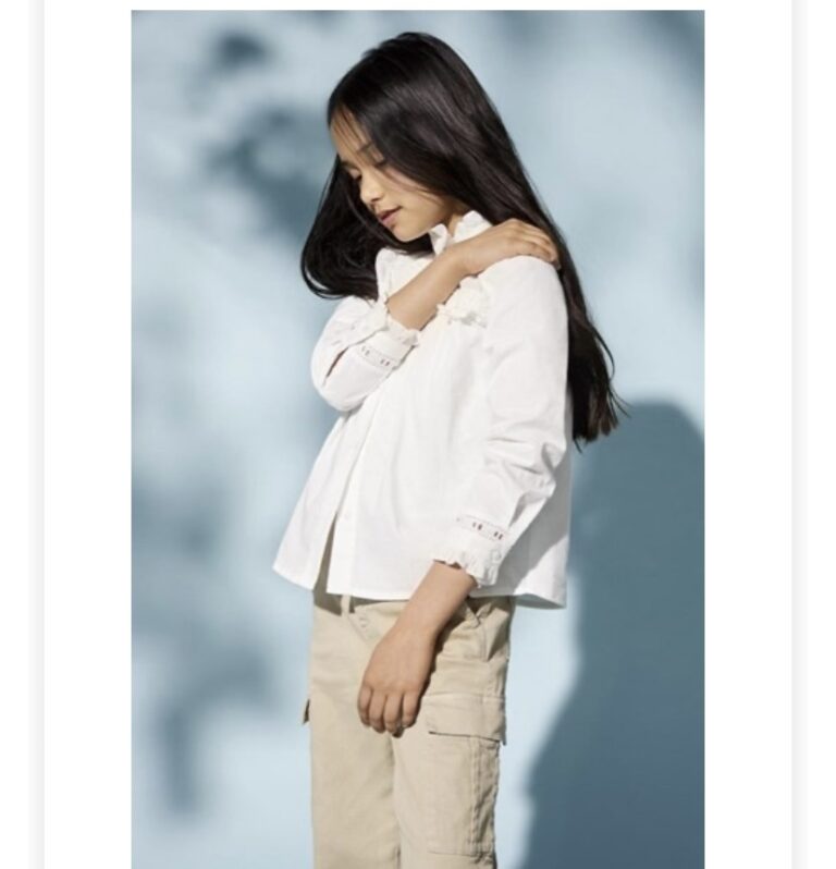 KOGLINA L/S FRILL LACE INSERT SHIRT