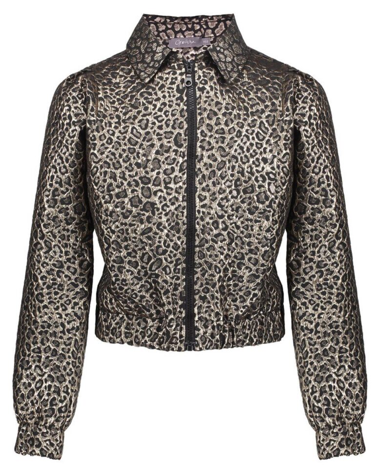 bomber jacket metallic leopard