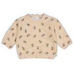 Sweater velours rib met borduursels