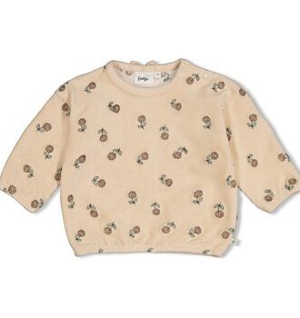 Sweater velours rib met borduursels